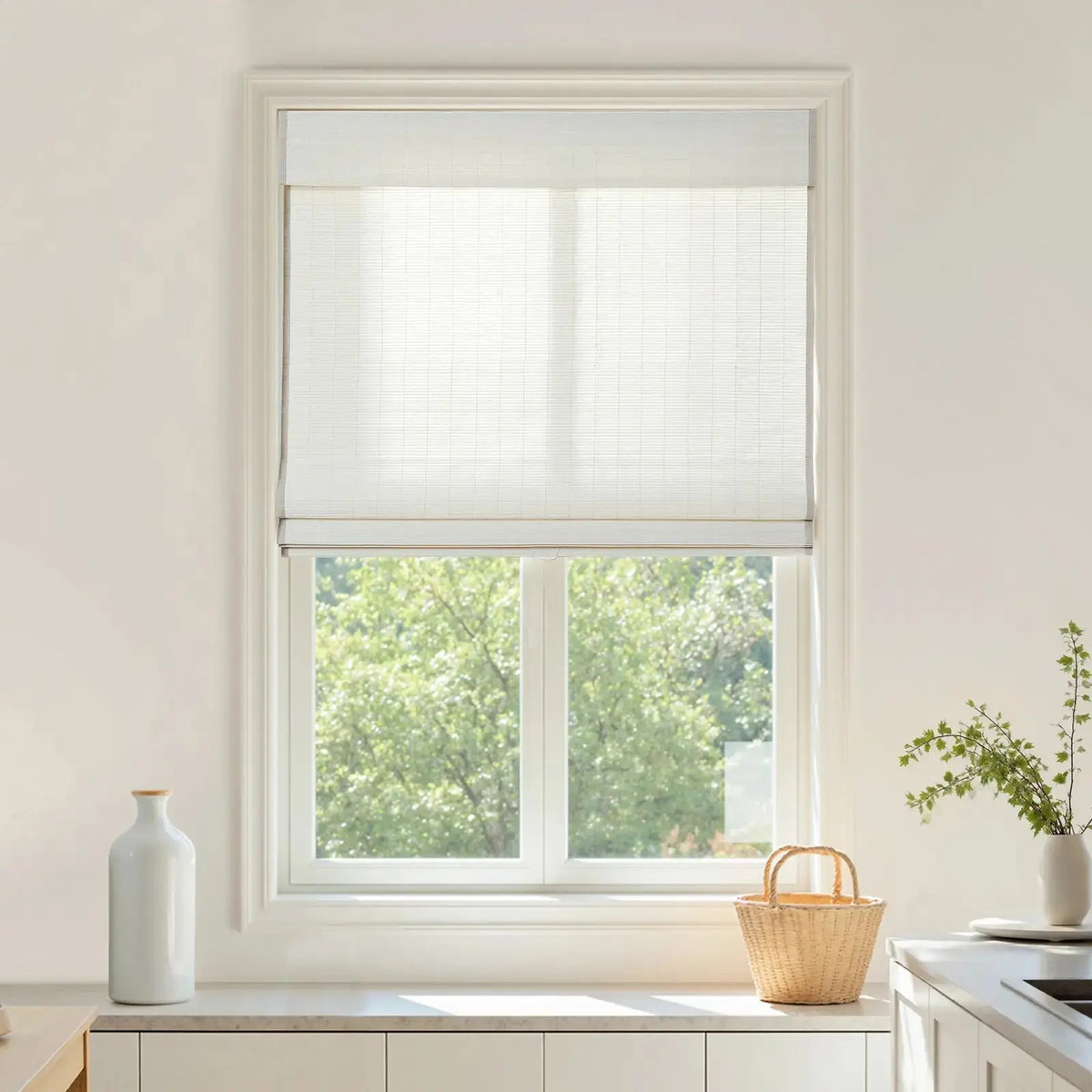 Lay Natural Flax Bamboo Woven Blind - Eggshell