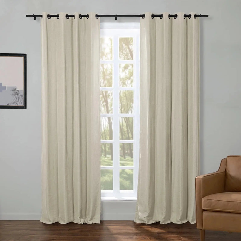 Kyla Lightweight Faux Linen Eyelet Curtains