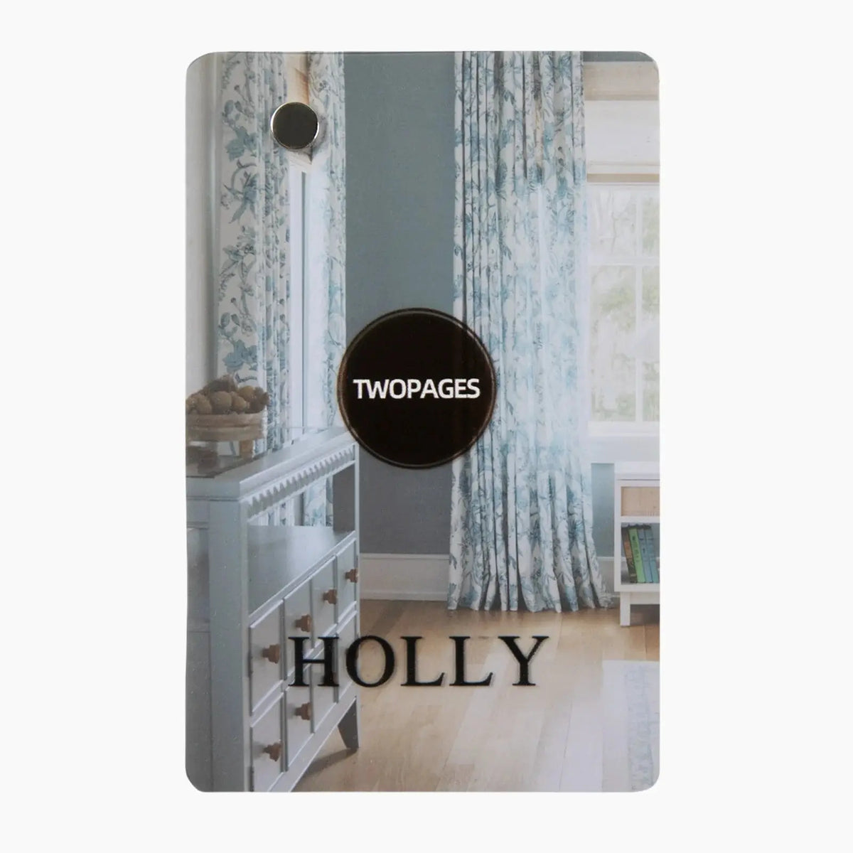 Holly Floral Patterned curtain fabric texture and booklet detail