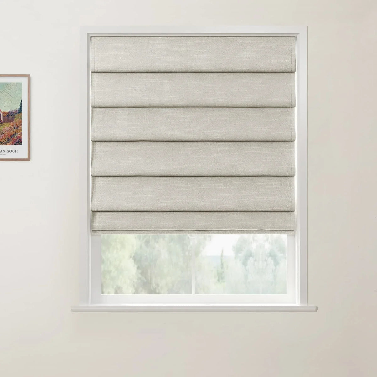 Jawara Linen Cotton Deco Fold Roman Blind Cordless