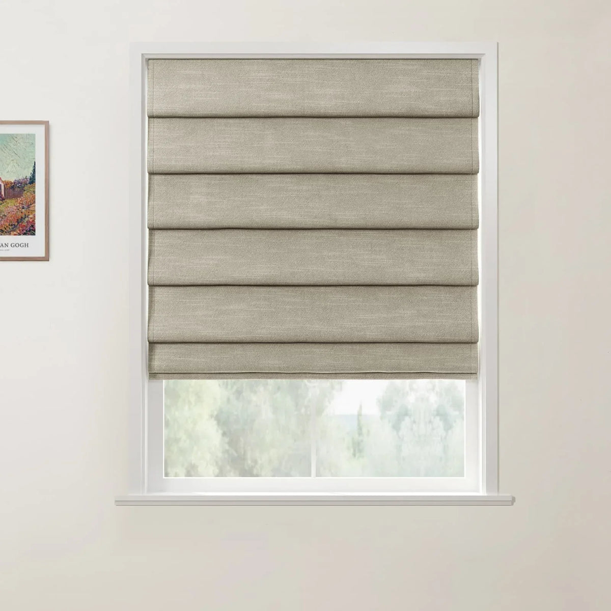 Jawara Linen Cotton Deco Fold Roman Blind Cordless