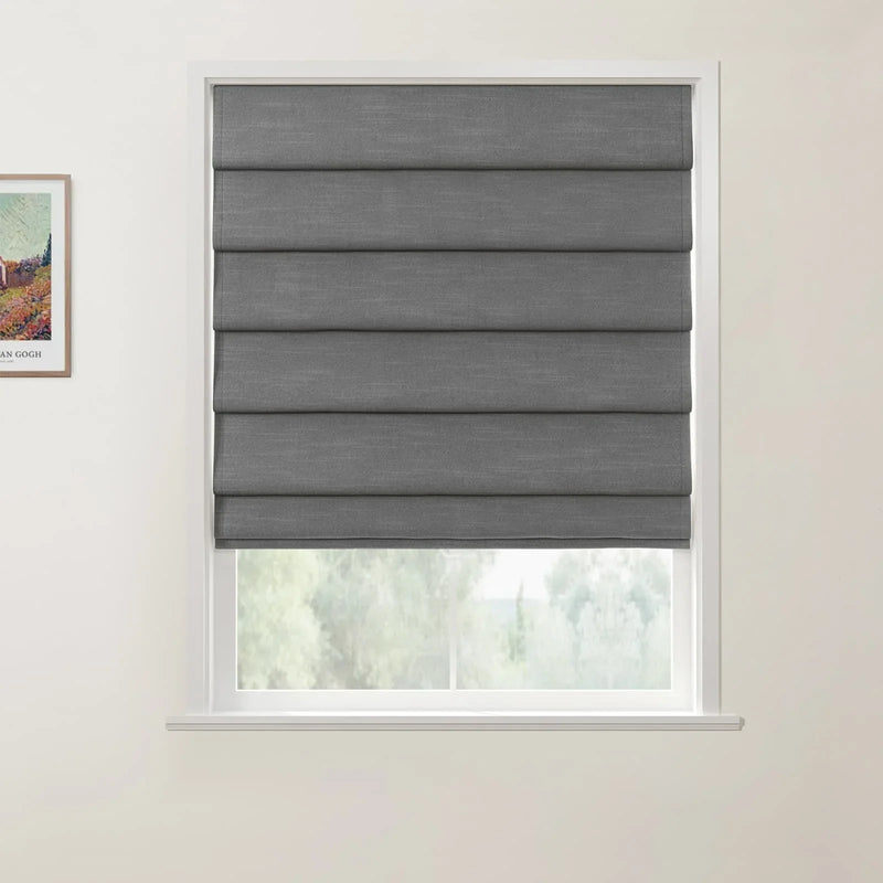 Jawara Linen Cotton Deco Fold Roman Blind Cordless