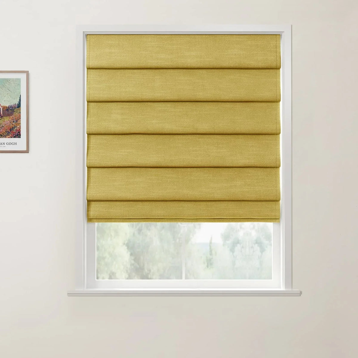 Jawara Linen Cotton Deco Fold Roman Blind Cordless