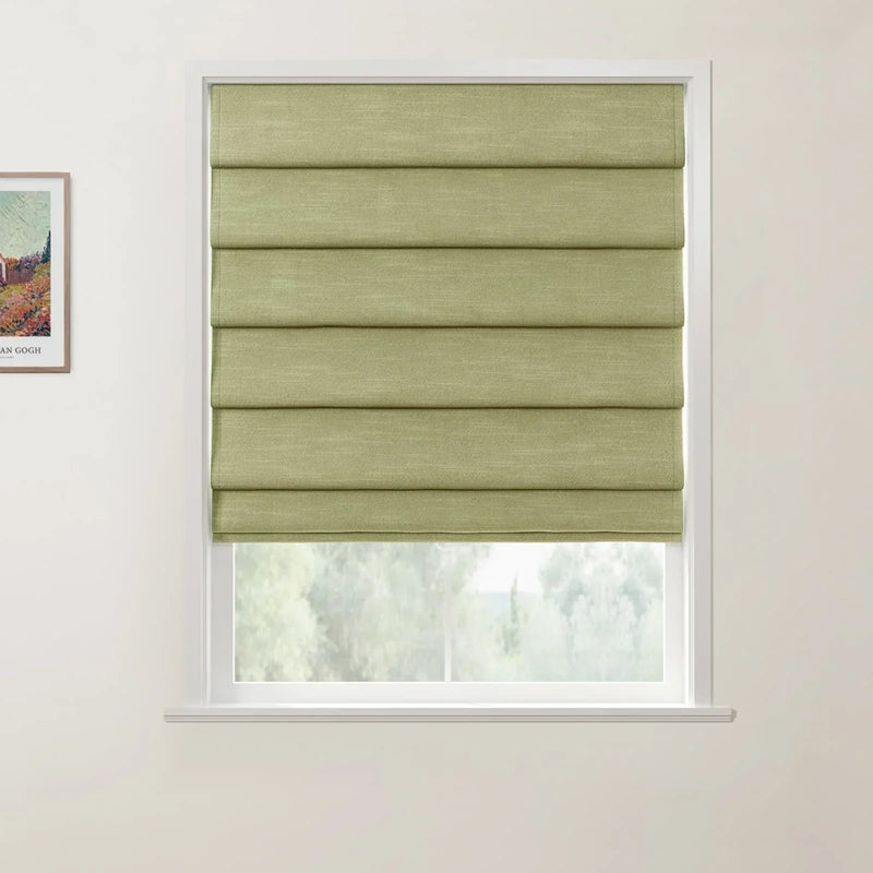 Jawara Linen Cotton Deco Fold Roman Blind Cordless