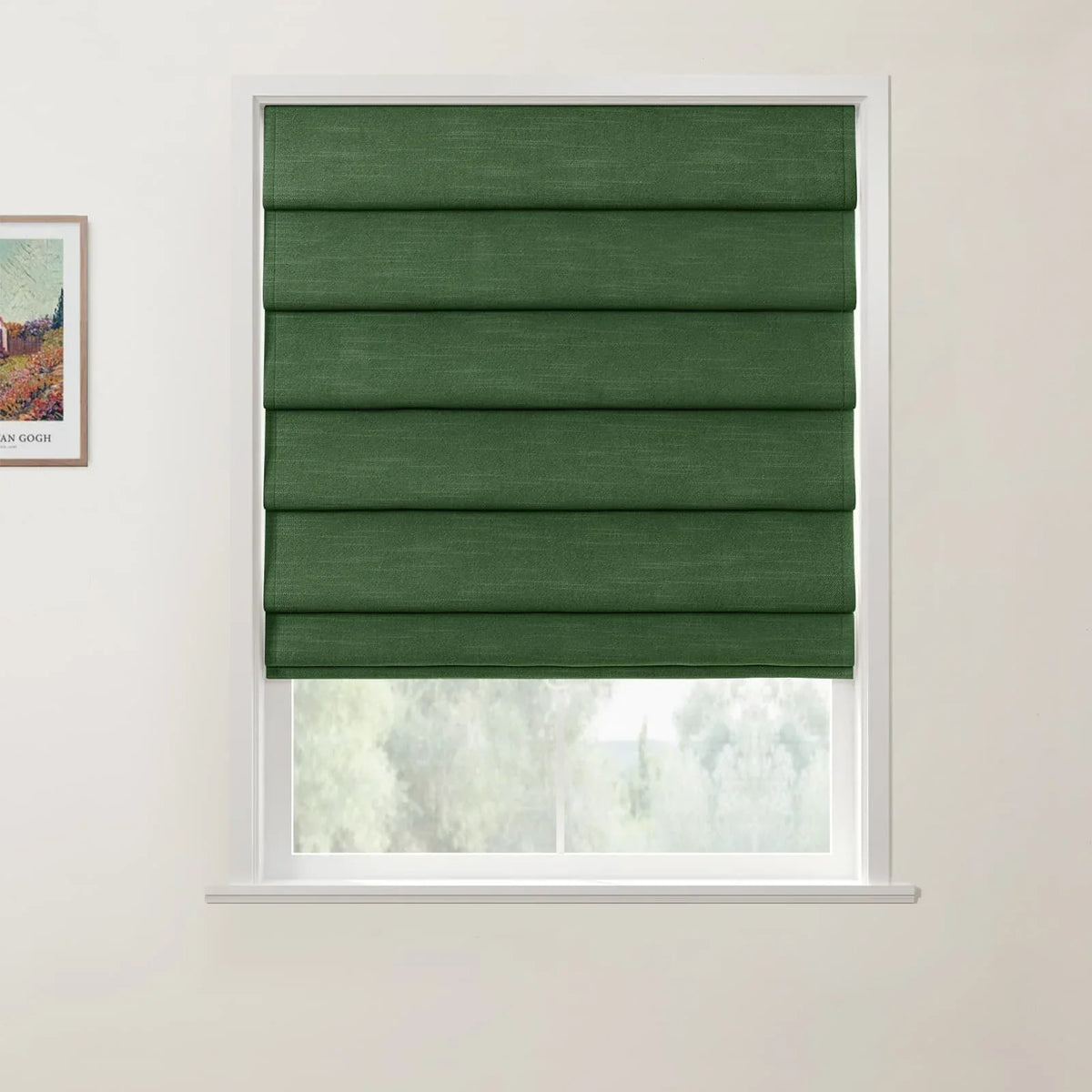 Jawara Linen Cotton Deco Fold Roman Blind Cordless