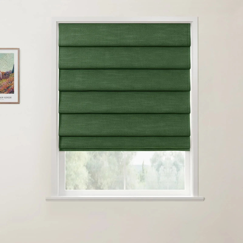 Jawara Linen Cotton Deco Fold Roman Blind Cordless