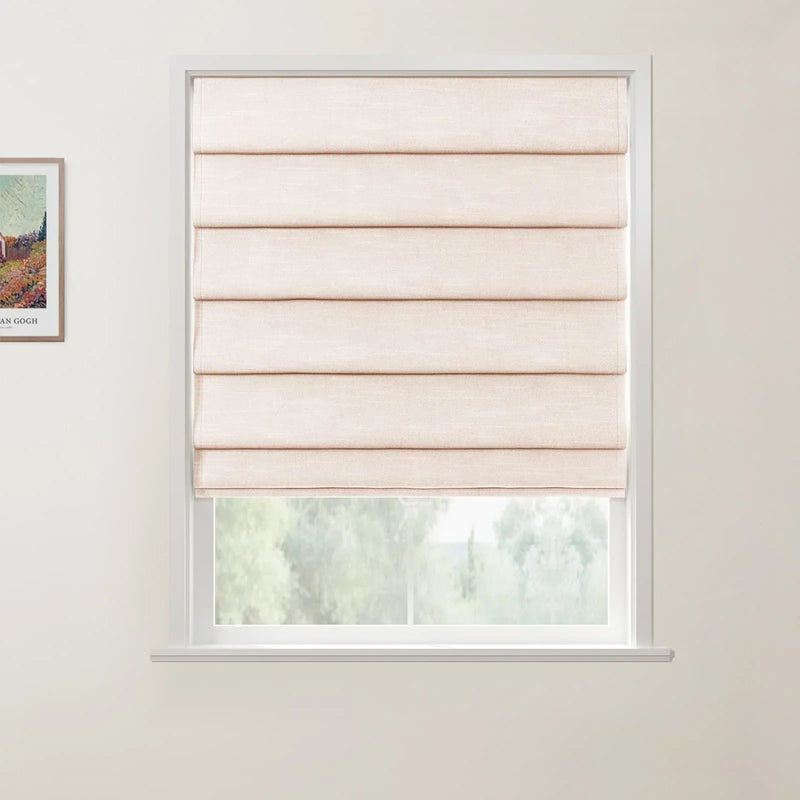 Jawara Linen Cotton Deco Fold Roman Blind Cordless