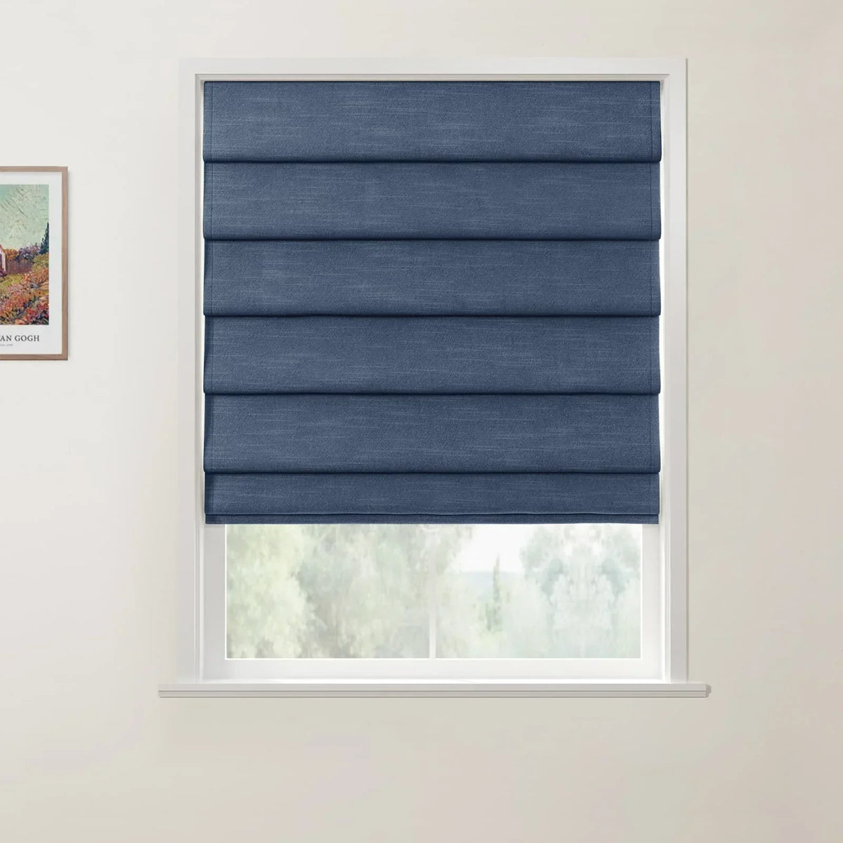 Jawara Linen Cotton Deco Fold Roman Blind Cordless