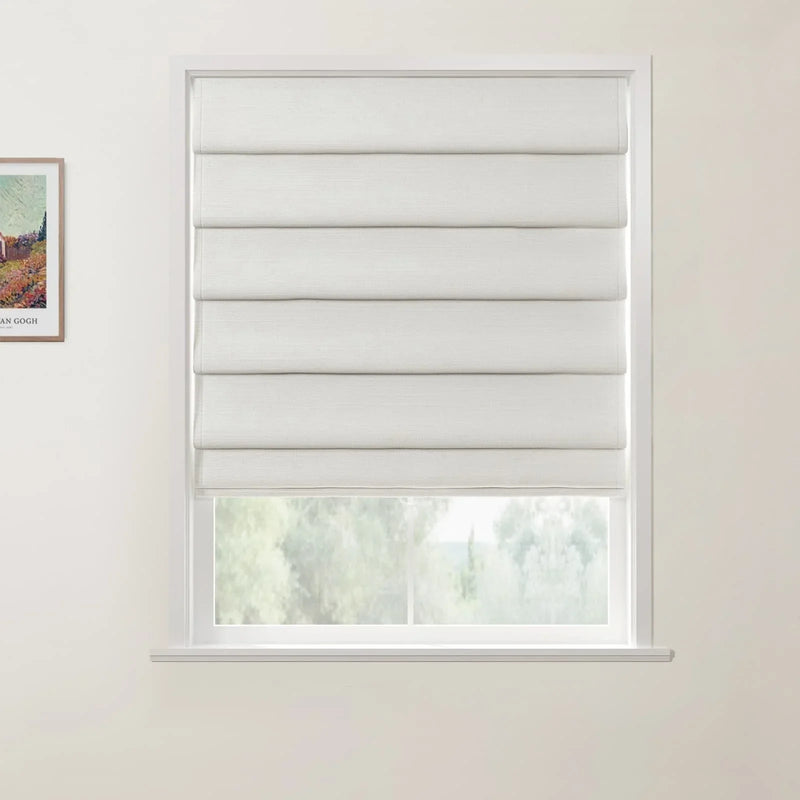 Jawara Linen Cotton Deco Fold Roman Blind Cordless