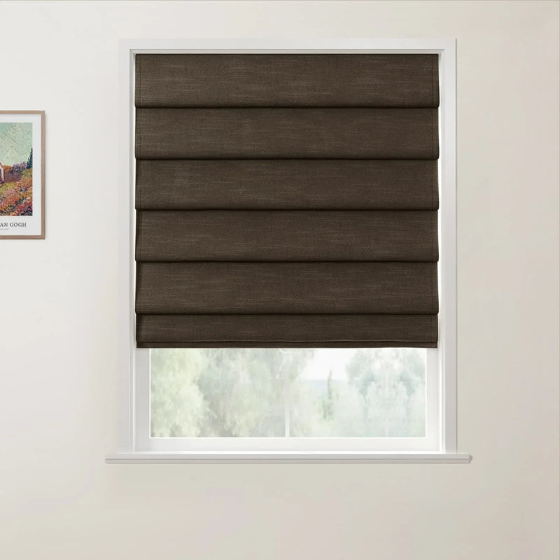 Jawara Linen Cotton Deco Fold Roman Blind Cordless