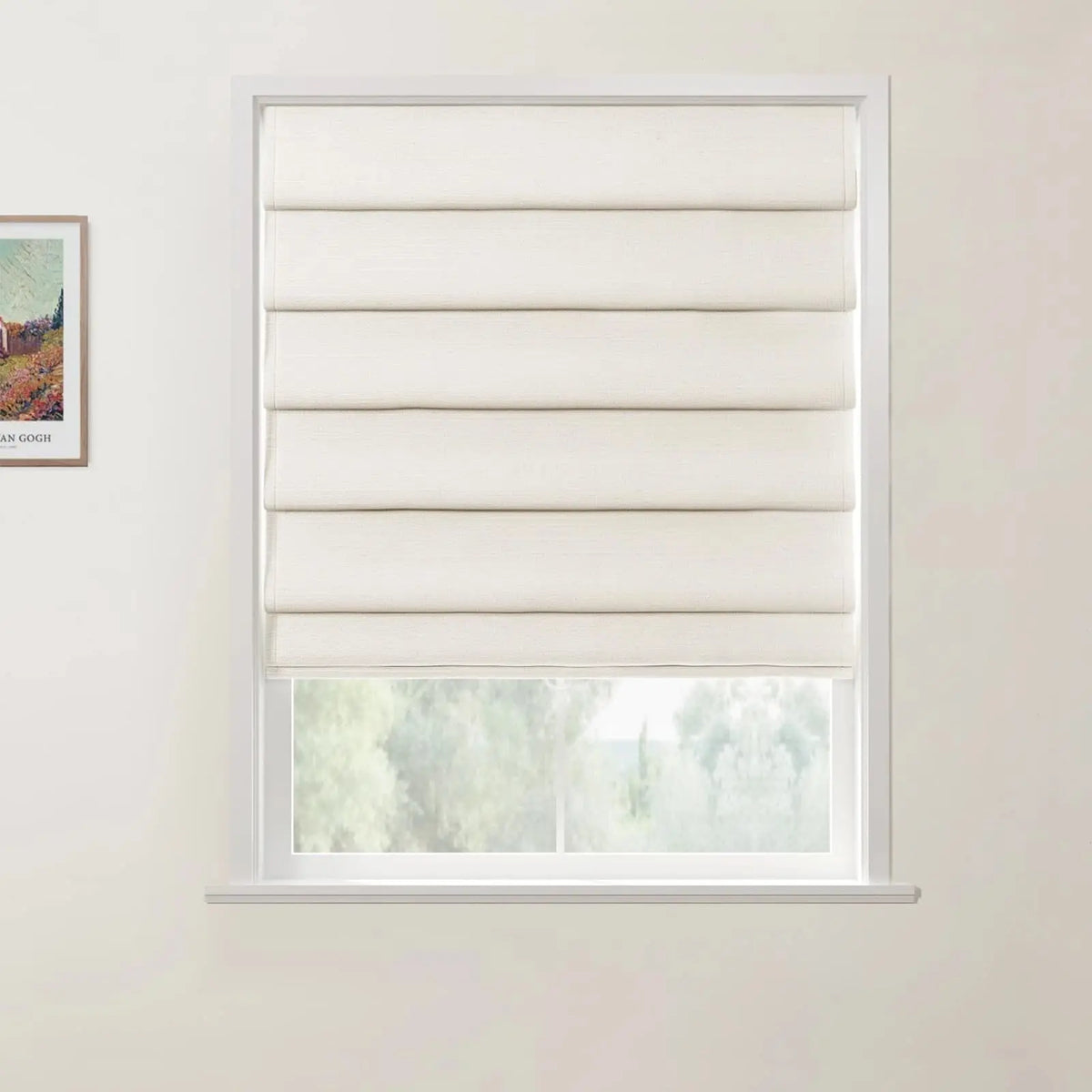 Jawara Linen Cotton Deco Fold Roman Blind Cordless