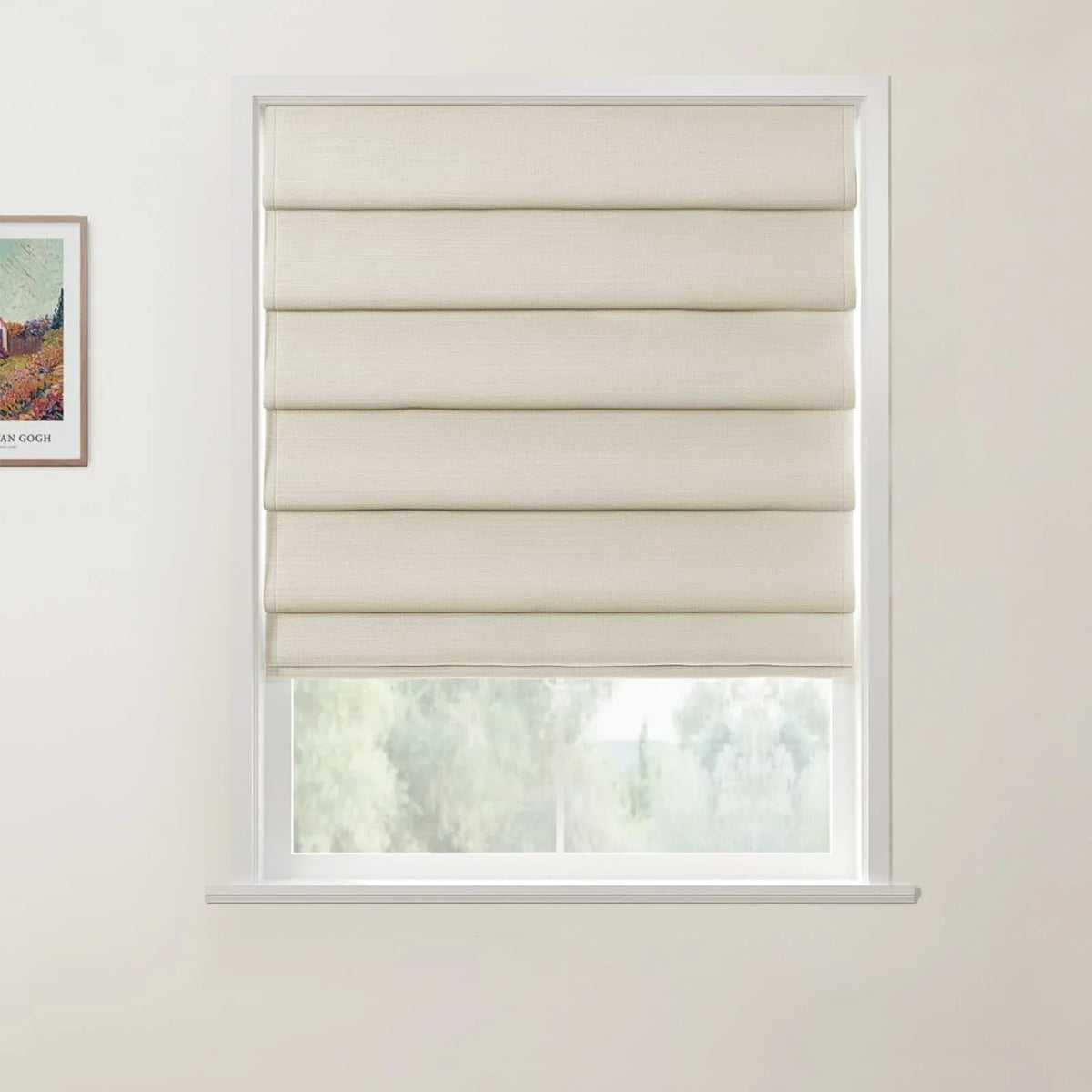 Jawara Linen Cotton Deco Fold Roman Blind Cordless