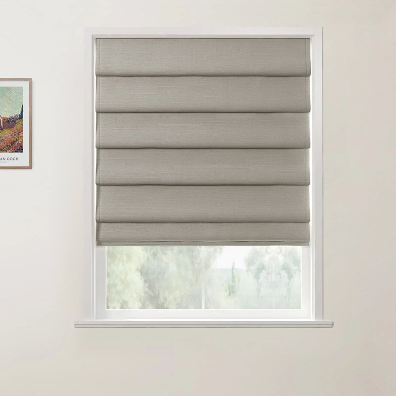 Jawara Linen Cotton Deco Fold Roman Blind Cordless