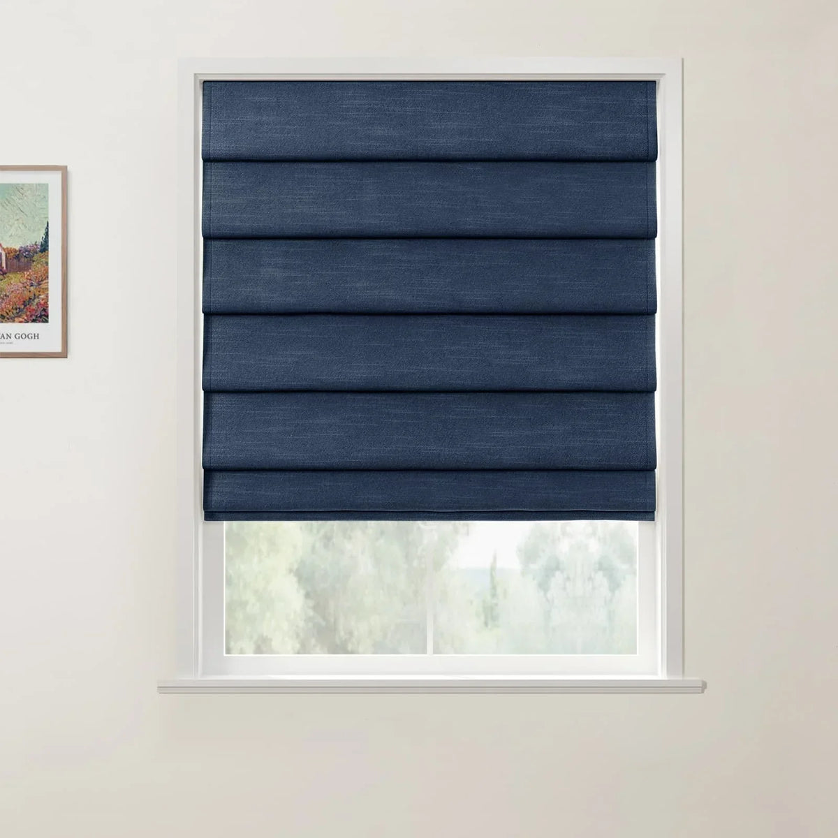 Jawara Linen Cotton Deco Fold Roman Blind Cordless