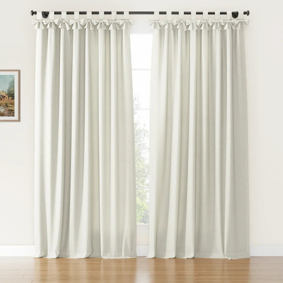 Jawara Textured Linen Cotton Tie Top Curtains