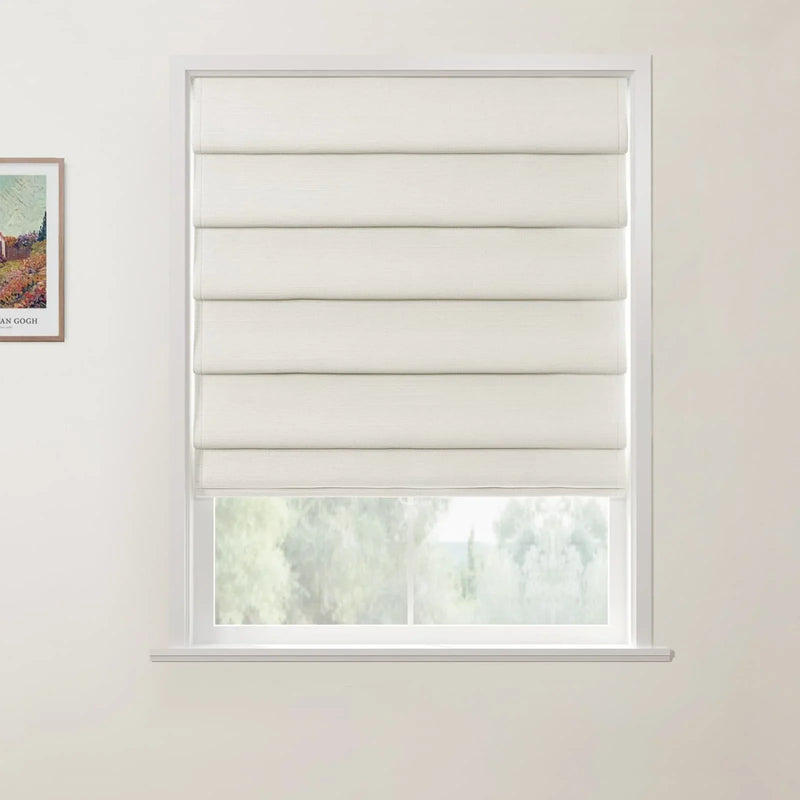 Jawara Linen Cotton Deco Fold Roman Blind Cordless
