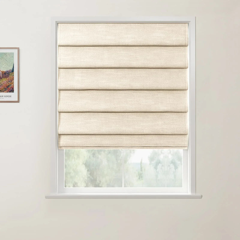 Jawara Linen Cotton Deco Fold Roman Blind Cordless
