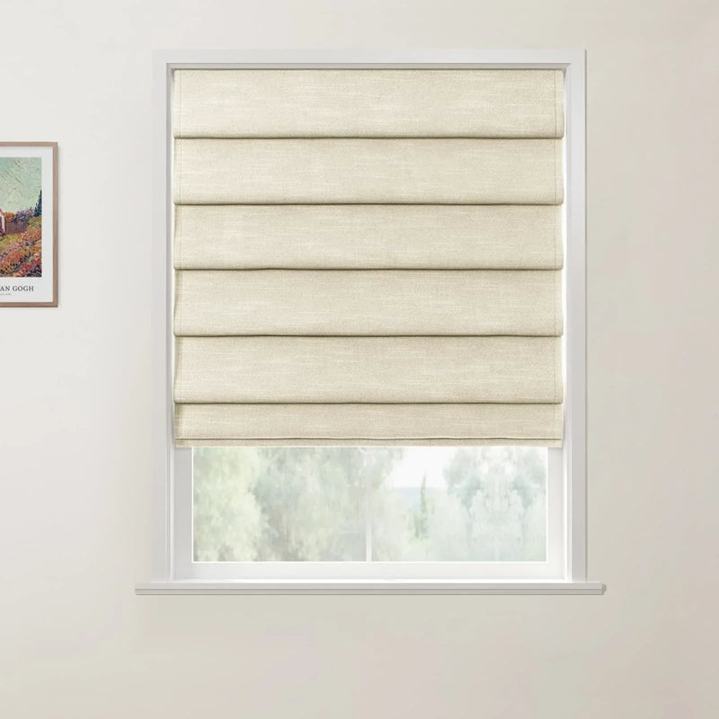 Jawara Linen Cotton Deco Fold Roman Blind Cordless