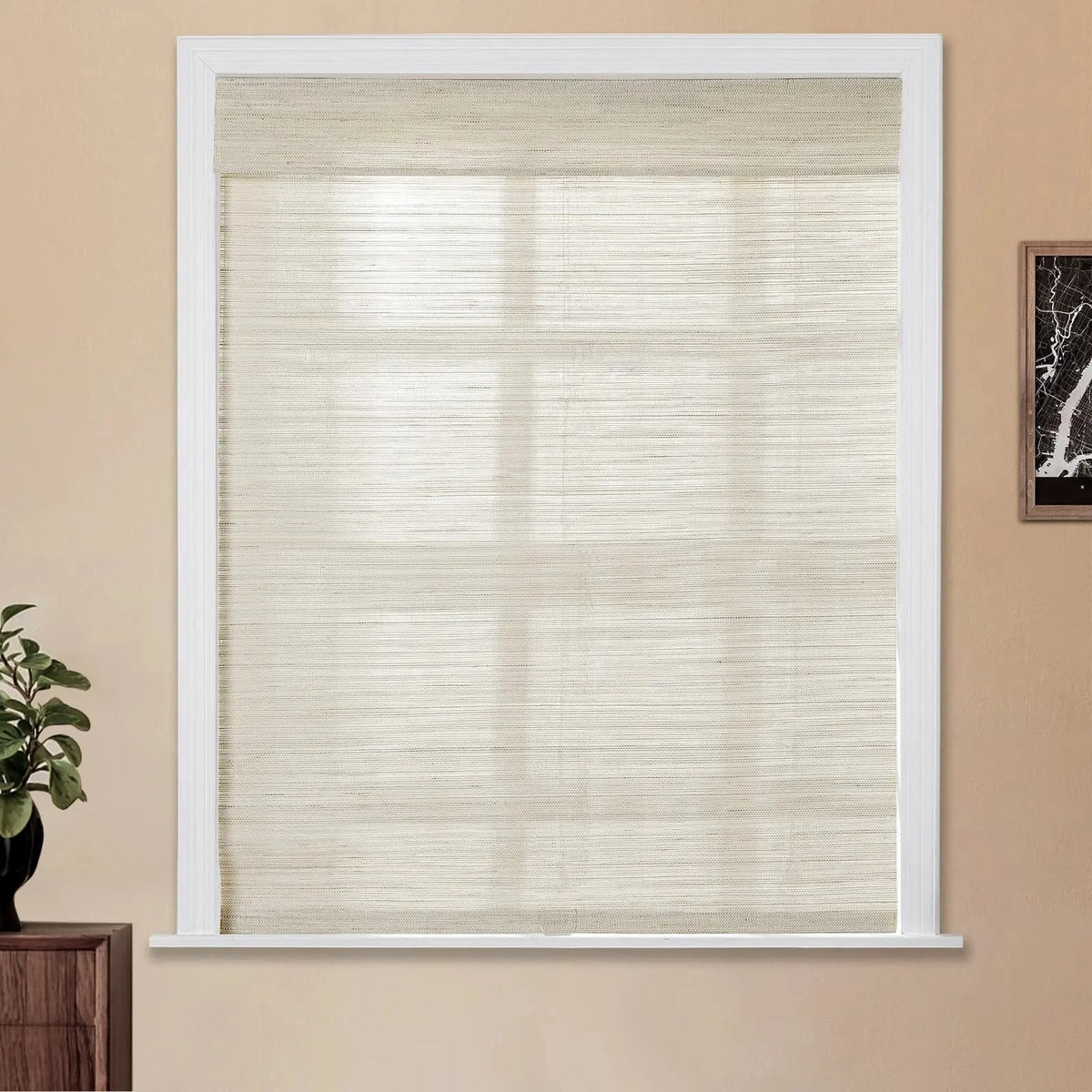 Lay Natural Ramie Bamboo Woven Blind - Wall White