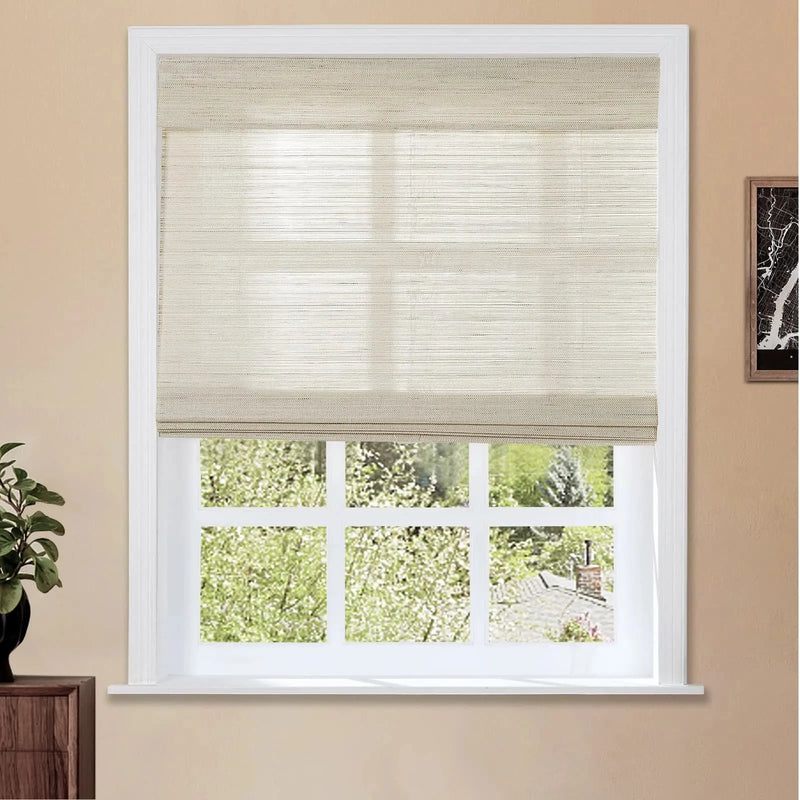 Lay Natural Ramie Bamboo Woven Blind - Wall White