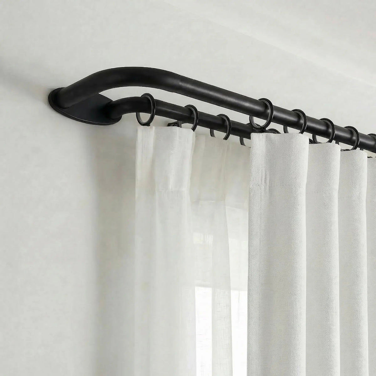 Jaylon Adjustable Double Curtain Rod with Rings- -TWOPAGES