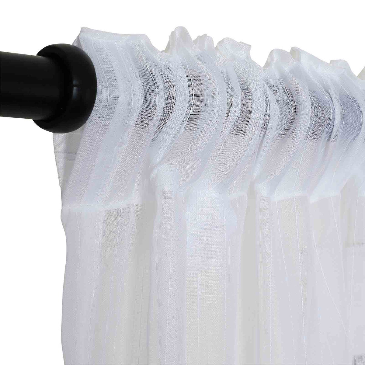 Florida Embossed White Semi-Sheer Soft Top Curtains