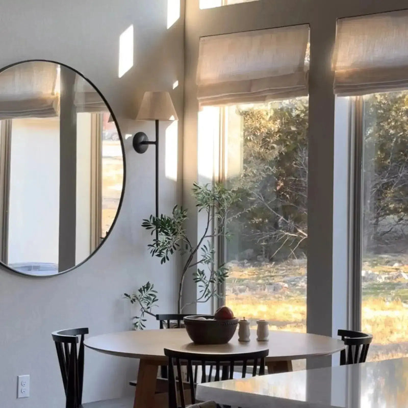 Liz Linen Roman Blind in Wooden Headrail Cordless