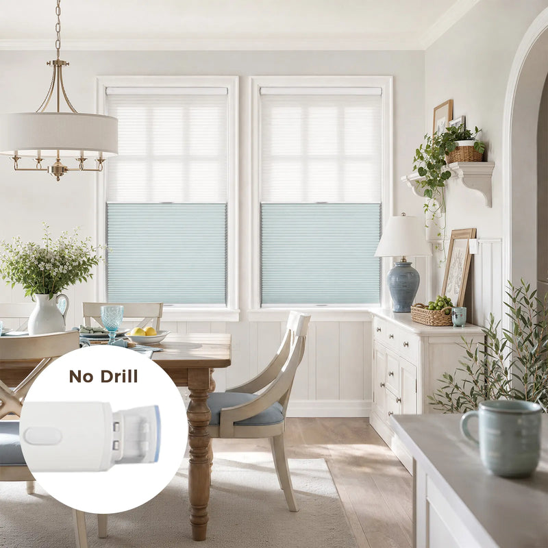 Aura No-Drill Day Night Blockout Cellular Window Blinds Cordless