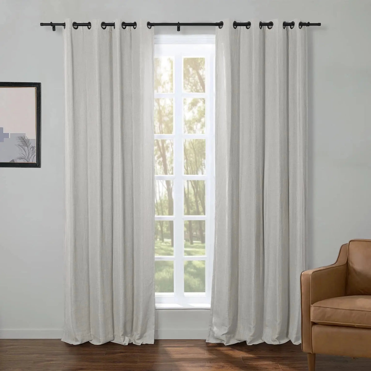 Kyla Lightweight Faux Linen Eyelet Curtains