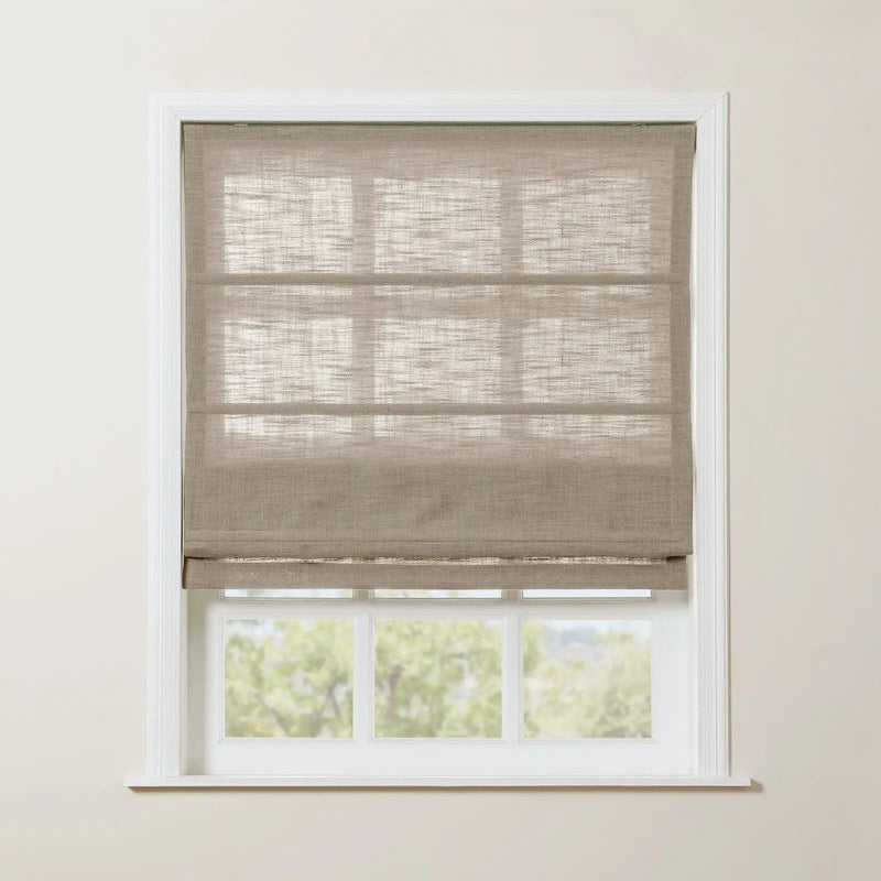 Liz Linen Roman Blind in Wooden Headrail Cordless
