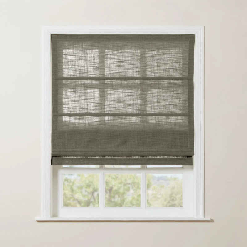 Liz Linen Roman Blind in Wooden Headrail Cordless
