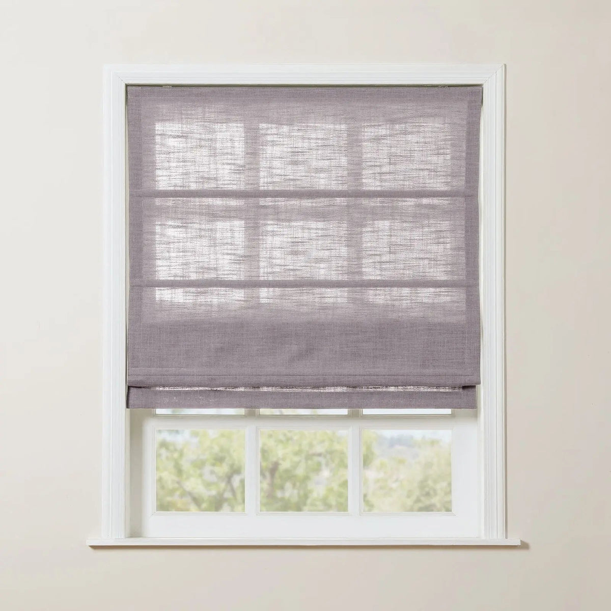 Liz Linen Roman Blind in Wooden Headrail Cordless