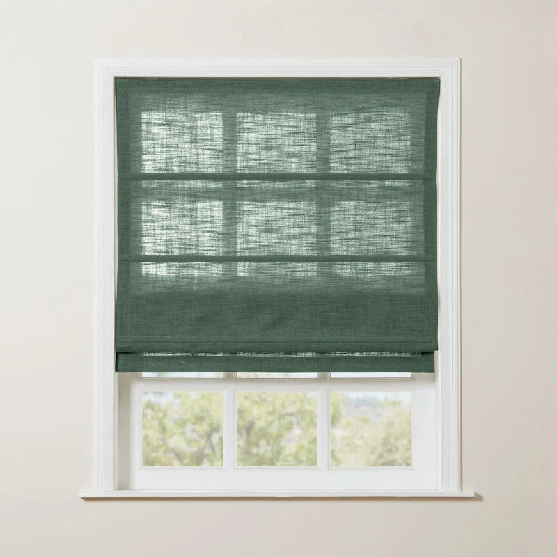 Liz Linen Roman Blind in Wooden Headrail Cordless