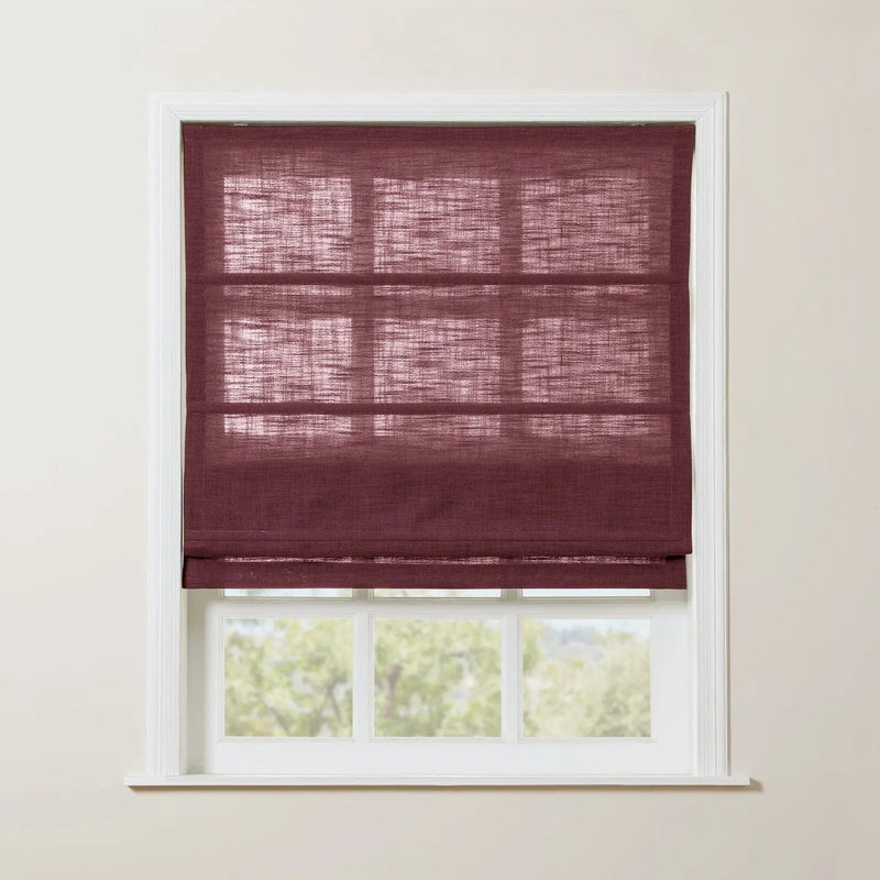 Liz Linen Roman Blind in Wooden Headrail Cordless