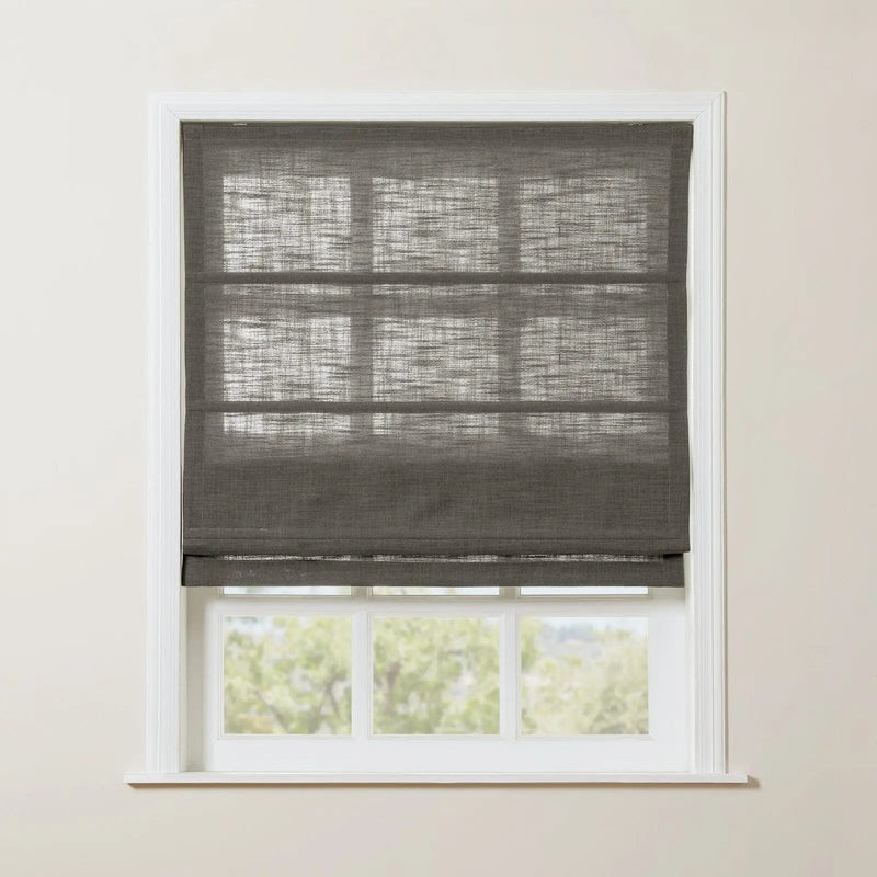Liz Linen Roman Blind in Wooden Headrail Cordless
