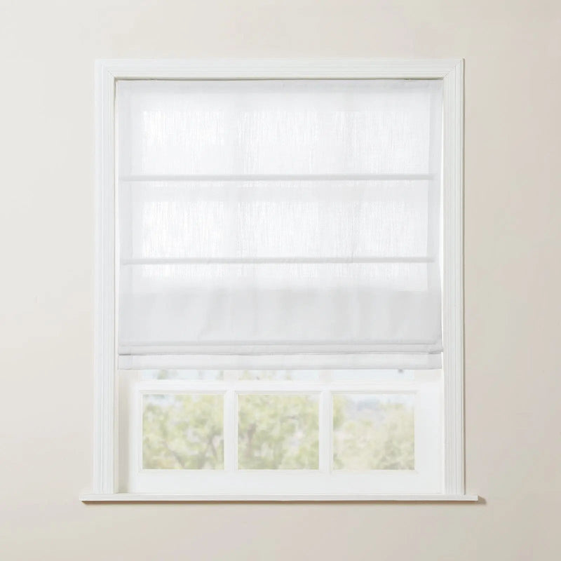 Liz Linen Roman Blind in Wooden Headrail Cordless