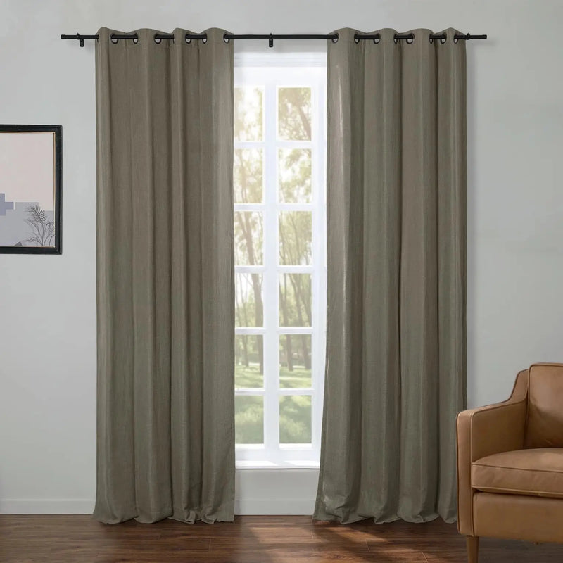 Kyla Lightweight Faux Linen Eyelet Curtains