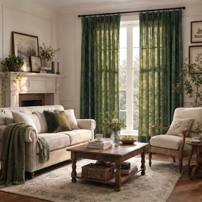 Sara Le x TWOPAGES Vintage Printed Linen Pleated Curtains