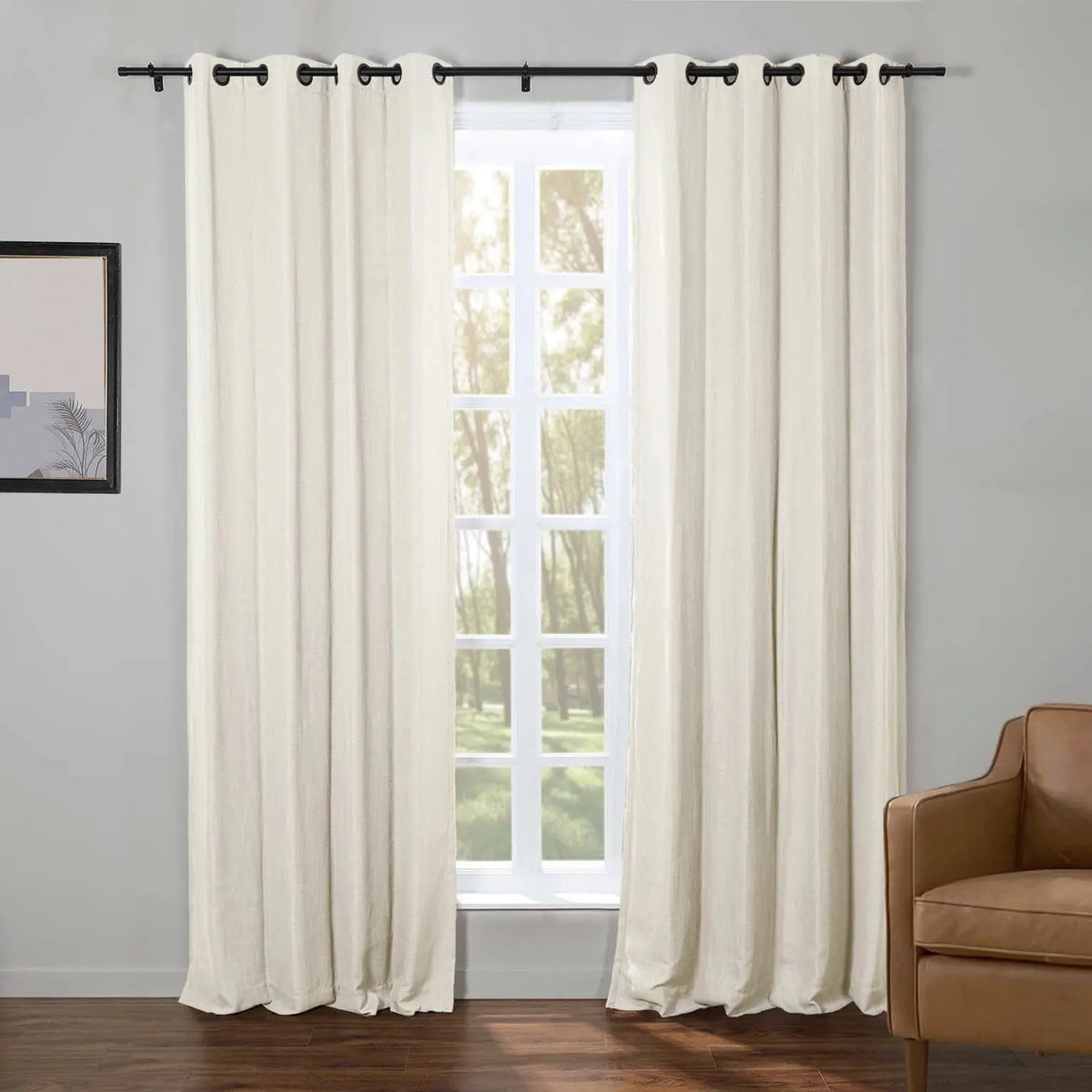 Kyla Lightweight Faux Linen Eyelet Curtains