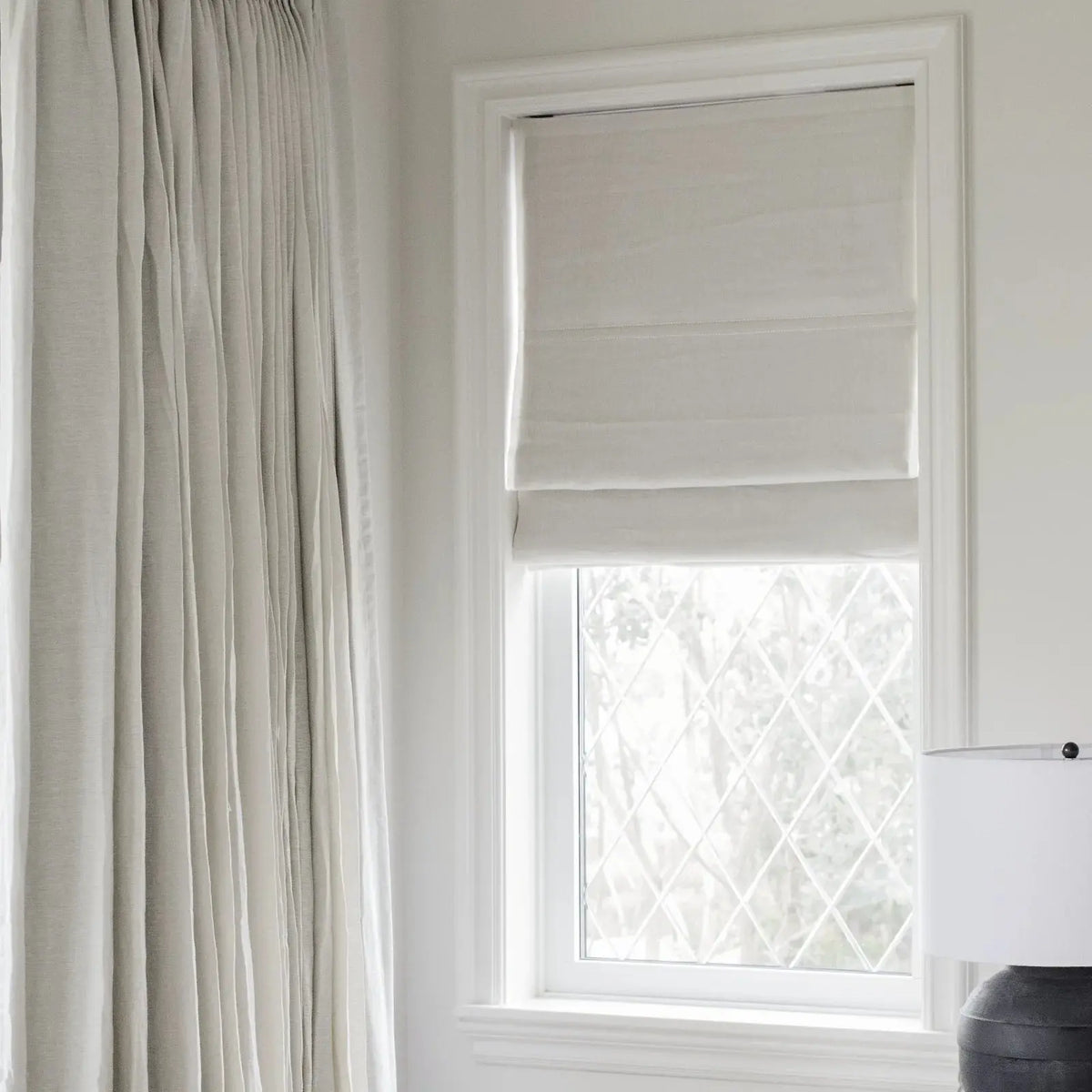 Patti Belgian Linen Roman Blind Cordless