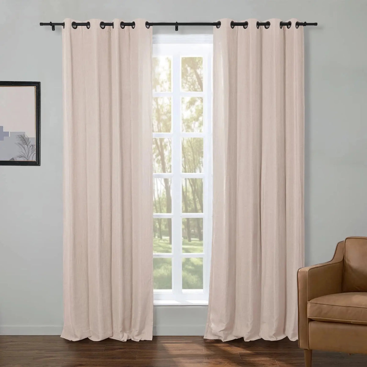 Kyla Lightweight Faux Linen Eyelet Curtains
