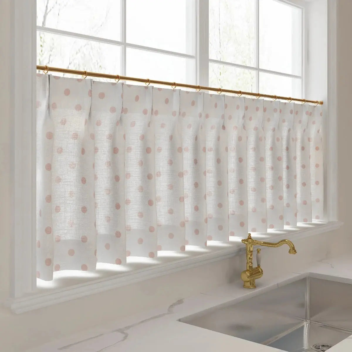 Stefana Silber x TWOPAGES Graphic Printed Linen Pleated Cafe Curtains