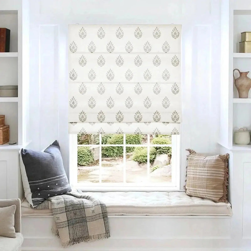 Stefana Silber x TWOPAGES Printed Linen Blend Roman Blind Cordless