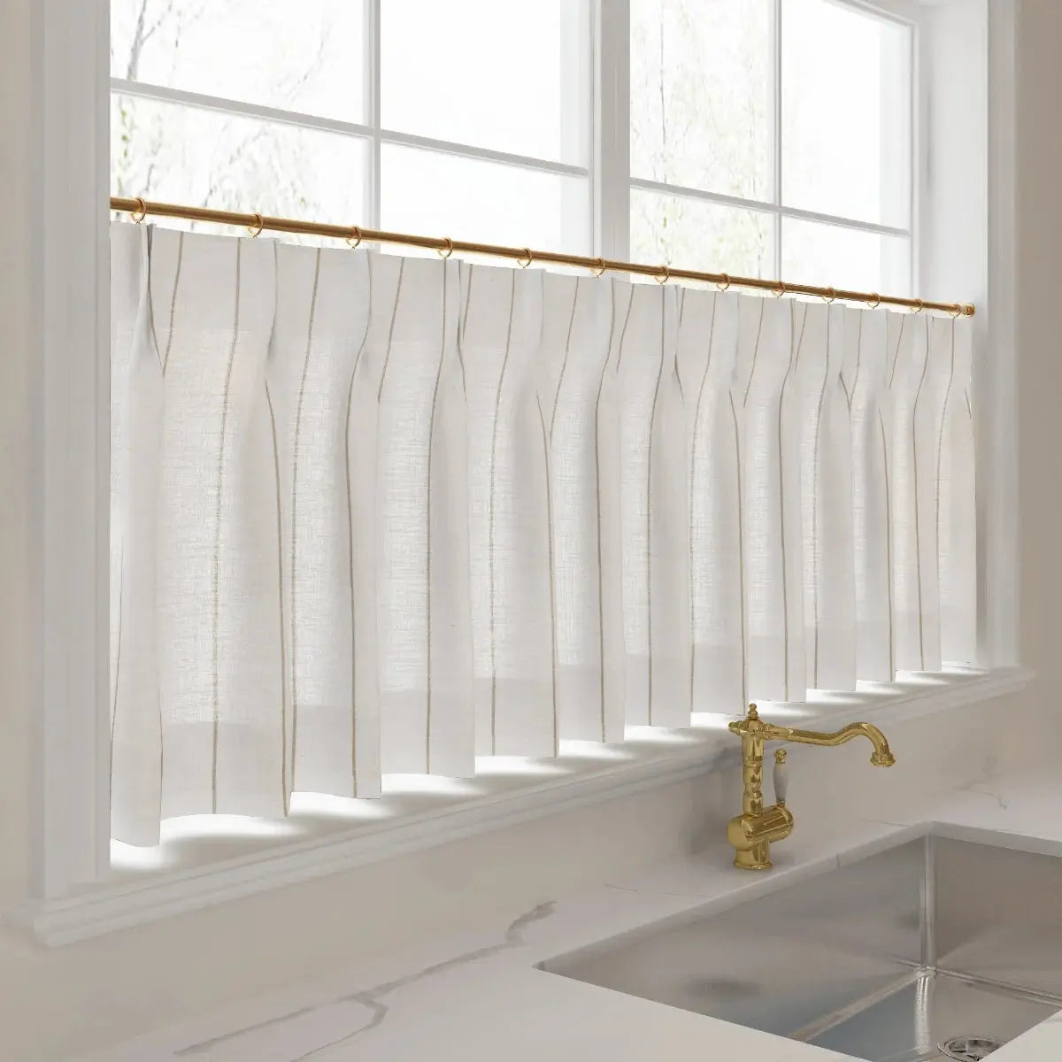 Stefana Silber x TWOPAGES Graphic Printed Linen Pleated Cafe Curtains