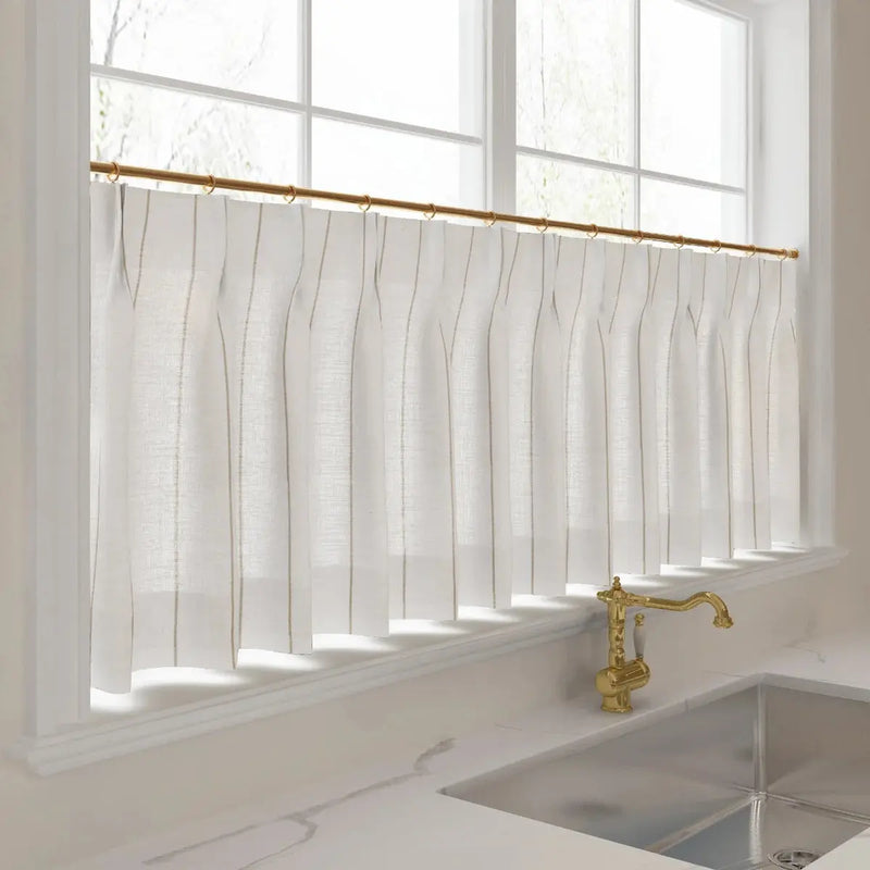 Stefana Silber x TWOPAGES Graphic Printed Linen Pleated Cafe Curtains