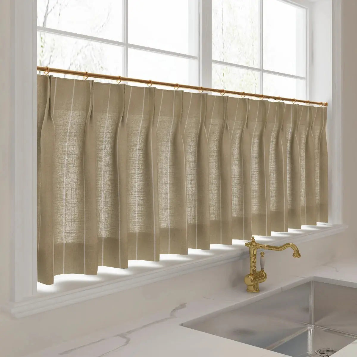 Stefana Silber x TWOPAGES Graphic Printed Linen Pleated Cafe Curtains