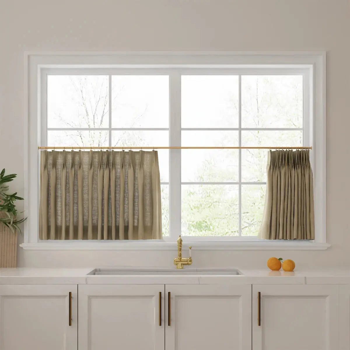 Stefana Silber x TWOPAGES Graphic Printed Linen Pleated Cafe Curtains