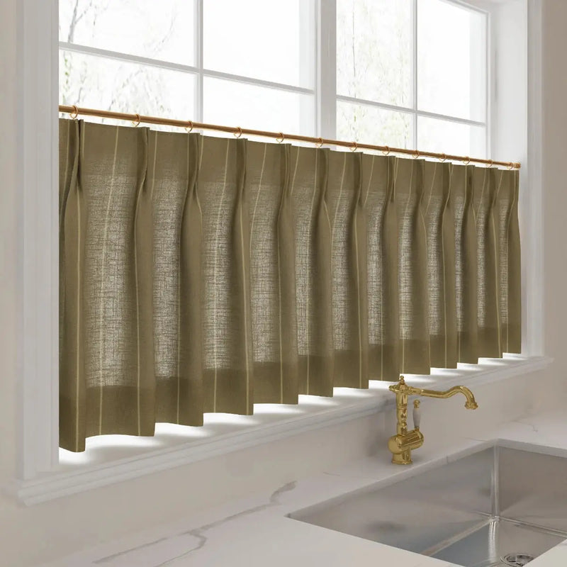 Stefana Silber x TWOPAGES Graphic Printed Linen Pleated Cafe Curtains