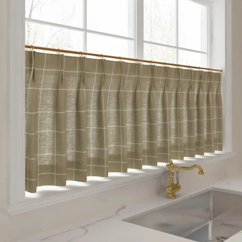 Stefana Silber x TWOPAGES Graphic Printed Linen Pleated Cafe Curtains