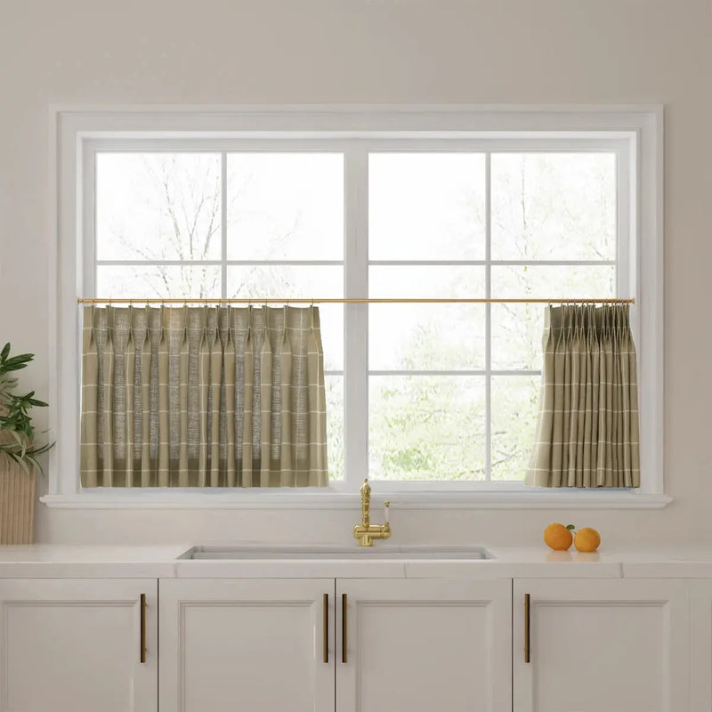 Stefana Silber x TWOPAGES Graphic Printed Linen Pleated Cafe Curtains